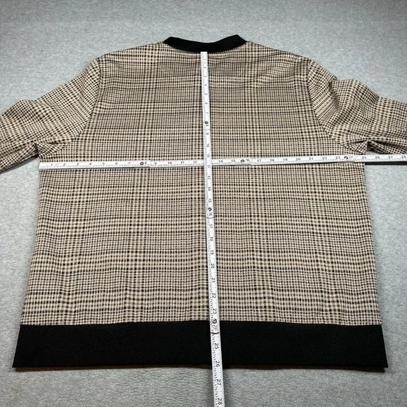 H&M Men's XL Zip-Front Checked Bomber Jacket Beige/Black‎ Trim, Street Casual - Picture 4 of 5